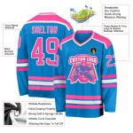 Personalized Blue Pink White Hockey Jersey for Kids | Custom Sports Apparel Personalized Blue Pink-White Hockey Jersey