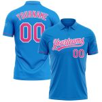 Personalized Vapor Golf Polo Shirt in Blue Pink-White for Men and Women Personalized Blue Pink-White Performance Vapor Golf
