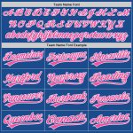 Personalized Throwback Baseball Jersey in Blue Pink and White Personalized Blue Pink-White Throwback Baseball Jersey