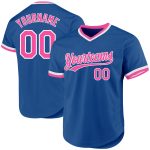 Personalized Throwback Baseball Jersey in Blue Pink and White Personalized Blue Pink-White Throwback Baseball Jersey