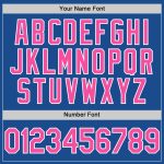 Personalized Throwback Baseball Jersey in Blue Pink and White Personalized Blue Pink-White Throwback Baseball Jersey