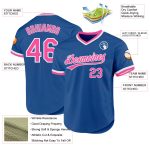 Personalized Throwback Baseball Jersey in Blue Pink and White Personalized Blue Pink-White Throwback Baseball Jersey