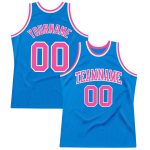 Personalized Basketball Jersey in Blue Pink White Throwback Style Personalized Blue Pink-White Throwback Basketball Jersey
