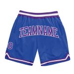 Custom Basketball Shorts with Personalized Name & Number, Blue Purple-White Authentic Throwback Design Personalized Blue