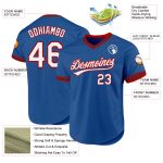 Custom Name Number Authentic Throwback Baseball Jersey Personalized Blue Red-Black Team Design Personalized Blue Red-Black