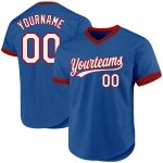 Custom Name Number Authentic Throwback Baseball Jersey Personalized Blue Red-Black Team Design Personalized Blue Red-Black