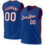 Custom Name and Number Personalized Basketball Jersey in Blue Red-Black Authentic Throwback Style Personalized Blue Red-Black