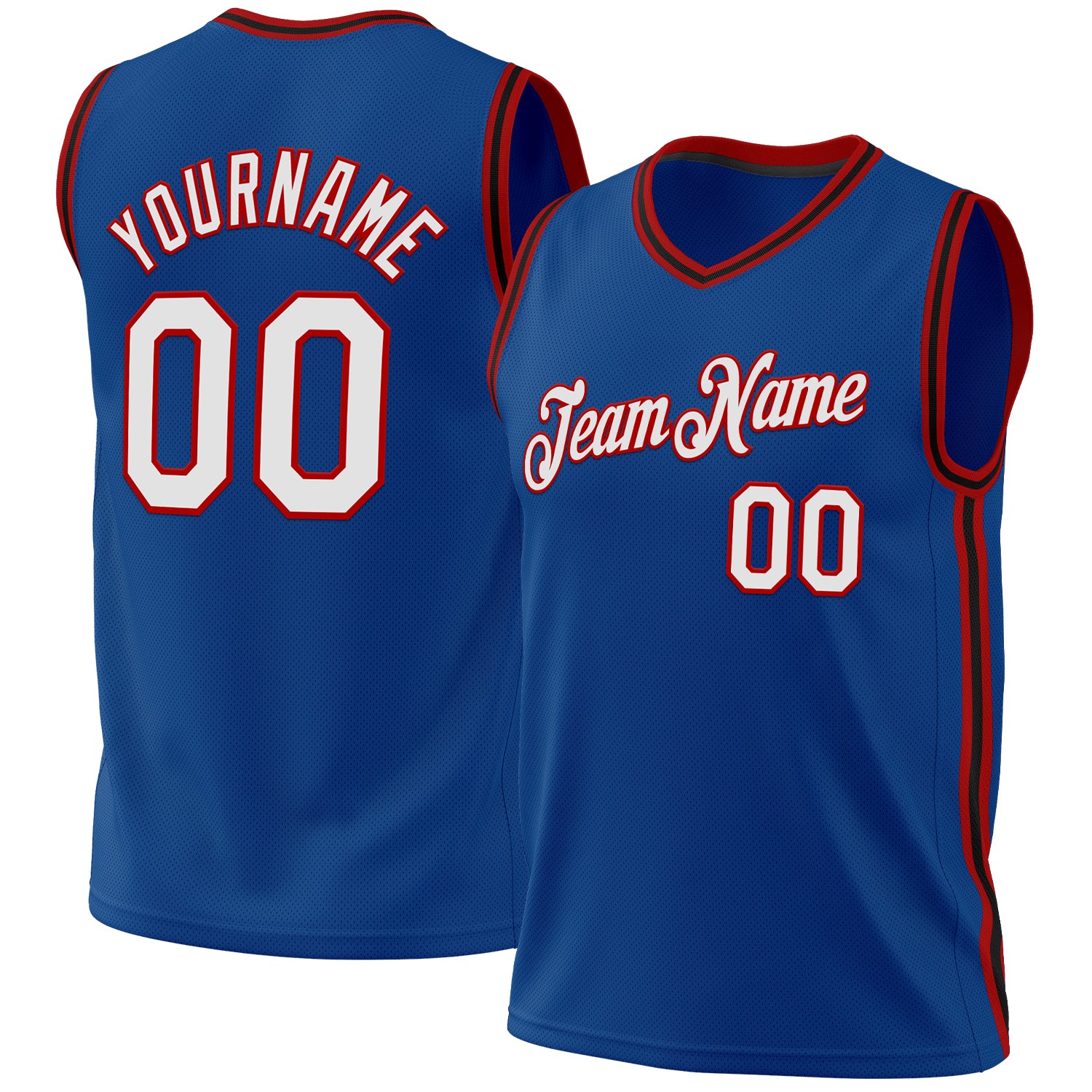 Custom Name and Number Personalized Basketball Jersey in Blue Red-Black Authentic Throwback Style Personalized Blue Red-Black