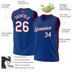 Custom Name and Number Personalized Basketball Jersey in Blue Red-Black Authentic Throwback Style Personalized Blue Red-Black