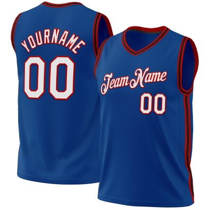 Personalized Basketball Jersey - Throwback Style in Blue Red-Black Colors Personalized Blue Red-Black Throwback Basketball