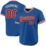 Custom Name and Number Personalized Baseball Jersey - Authentic Throwback in Blue, Red & Cream Colors Personalized Blue Red-Cream