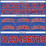 Custom Authentic Basketball Shorts with Personalized Name & Number - Blue Red-Cream Throwback Style Personalized Blue Red-Cream