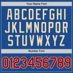 Personalized Throwback Baseball Jersey in Blue Red-Cream - Custom Sports Apparel Personalized Blue Red-Cream Throwback Baseball