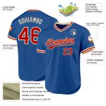 Personalized Throwback Baseball Jersey in Blue Red-Cream - Custom Sports Apparel Personalized Blue Red-Cream Throwback Baseball