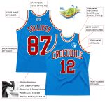 Personalized Basketball Jersey in Blue Red and Cream - Throwback Style Personalized Blue Red-Cream Throwback Basketball Jersey