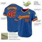 Custom Personalized Authentic Baseball Jersey - Blue Red Gold Team Name & Number Personalized Blue Red-Gold Authentic Throwback