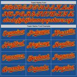 Custom Personalized Throwback Baseball Jersey - Blue Red Gold Mesh, Team Name & Number Personalized Blue Red-Gold Mesh Authentic