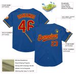 Custom Blue Red Gold Mesh Throwback Baseball Jersey for Men and Women Personalized Blue Red-Gold Mesh Throwback Baseball