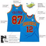 Personalized Throwback Basketball Jersey in Blue Red and Gold Colors Personalized Blue Red-Gold Throwback Basketball Jersey