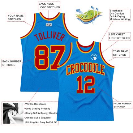 Personalized Throwback Basketball Jersey in Blue Red and Gold Colors Personalized Blue Red-Gold Throwback Basketball Jersey