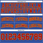 Personalized Throwback Basketball Shorts in Blue Red Gold for Men Personalized Blue Red-Gold Throwback Basketball Shorts