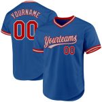 Personalized Blue Red Gray Baseball Jersey - Vintage Throwback Style Personalized Blue Red-Gray Throwback Baseball Jersey