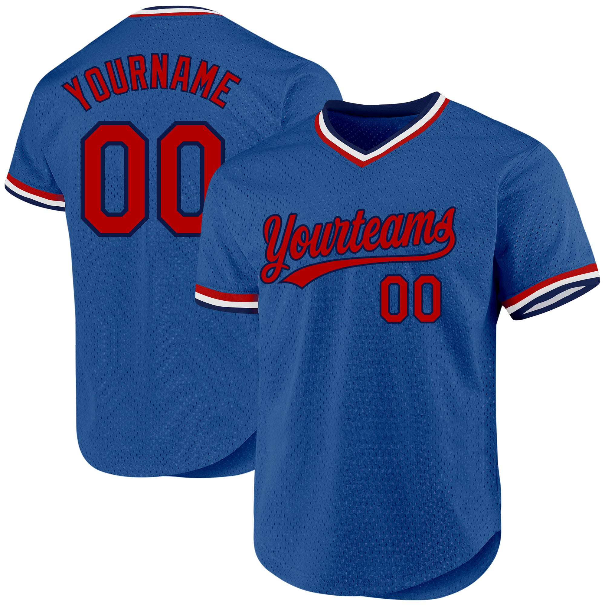 Custom Name Number Authentic Throwback Baseball Jersey - Personalized Blue Red Navy Team Jersey Personalized Blue Red-Navy