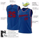Personalized Basketball Jersey Throwback Blue Red-Navy for Fans and Players 2 Personalized Blue Red-Navy Throwback Basketball