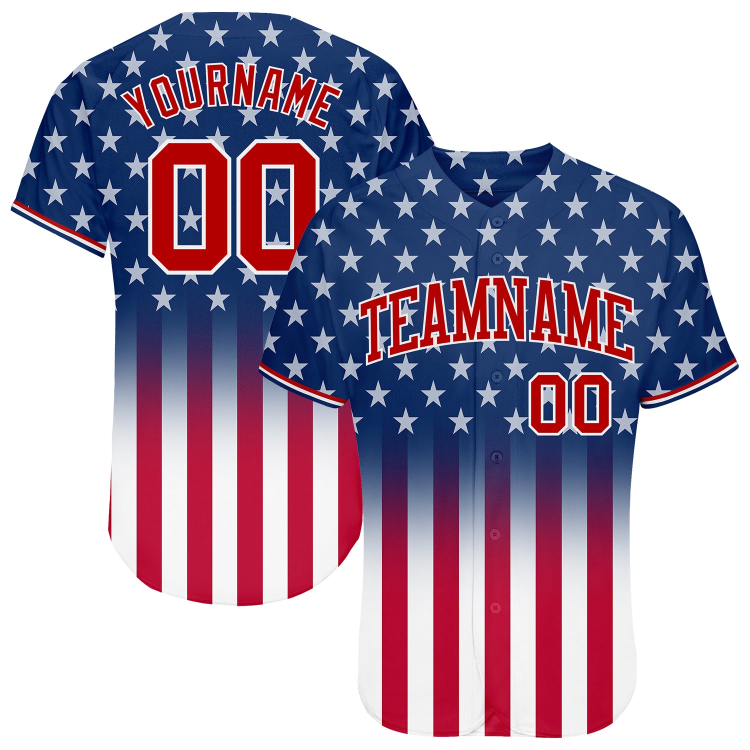 Custom American Flag Baseball Jersey 3D Personalized Team Name and Number - Red White Blue Fashion Sportswear Personalized