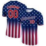 Personalized 3D American Flag Performance T-Shirt in Blue Red-White for Men and Women Personalized Blue Red-White 3D American