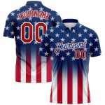 Custom Name Number 3D American Flag Golf Polo Shirt - Personalized Blue Red White Performance Team Apparel Personalized Blue