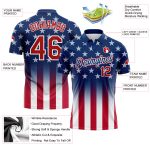 Personalized 3D American Flag Golf Polo Shirt - Blue Red-White Performance Wear Personalized Blue Red-White 3D American Flag