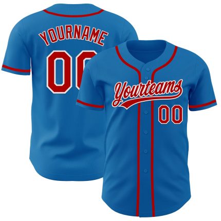 Custom Authentic Baseball Jersey Personalized with Team Name and Number in Blue Red-White Color Personalized Blue Red-White