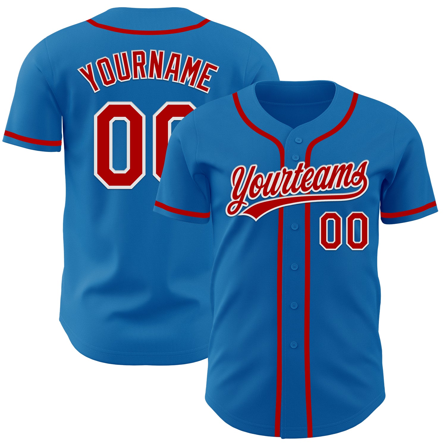 Custom Authentic Baseball Jersey Personalized with Team Name and Number in Blue Red-White Color Personalized Blue Red-White