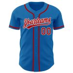 Custom Authentic Baseball Jersey Personalized with Team Name and Number in Blue Red-White Color Personalized Blue Red-White