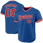 Custom Name and Number Authentic Throwback Baseball Jersey - Personalized Blue Red White Team Jersey Personalized Blue Red-White