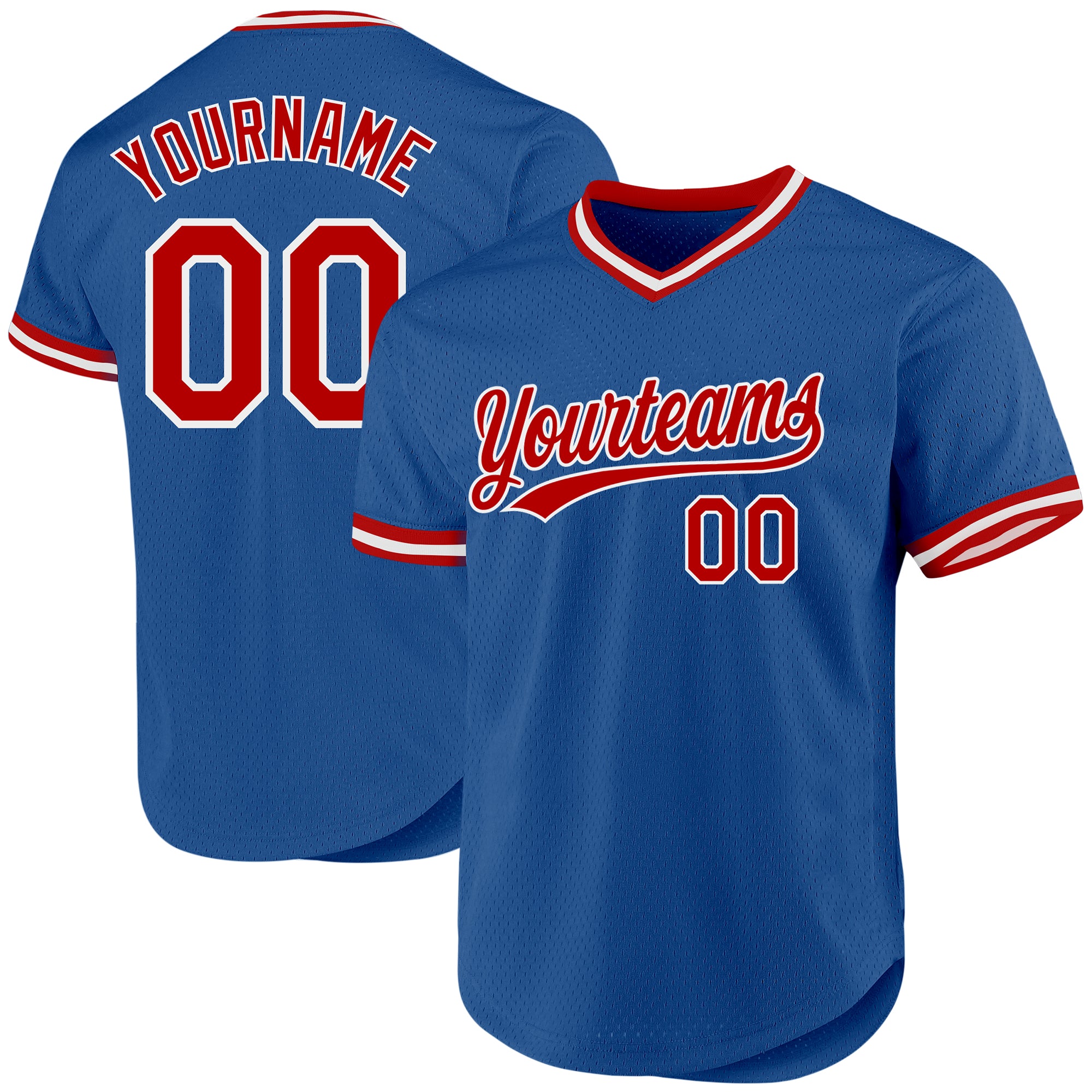 Custom Name and Number Authentic Throwback Baseball Jersey - Personalized Blue Red White Team Jersey Personalized Blue Red-White
