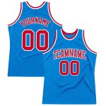 Customizable Authentic Throwback Basketball Jersey - Personalized Blue Red-White with Name and Number Personalized Blue Red-White