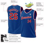 Personalized Authentic Throwback Basketball Jersey - Blue Red White Style Personalized Blue Red-White Authentic Throwback