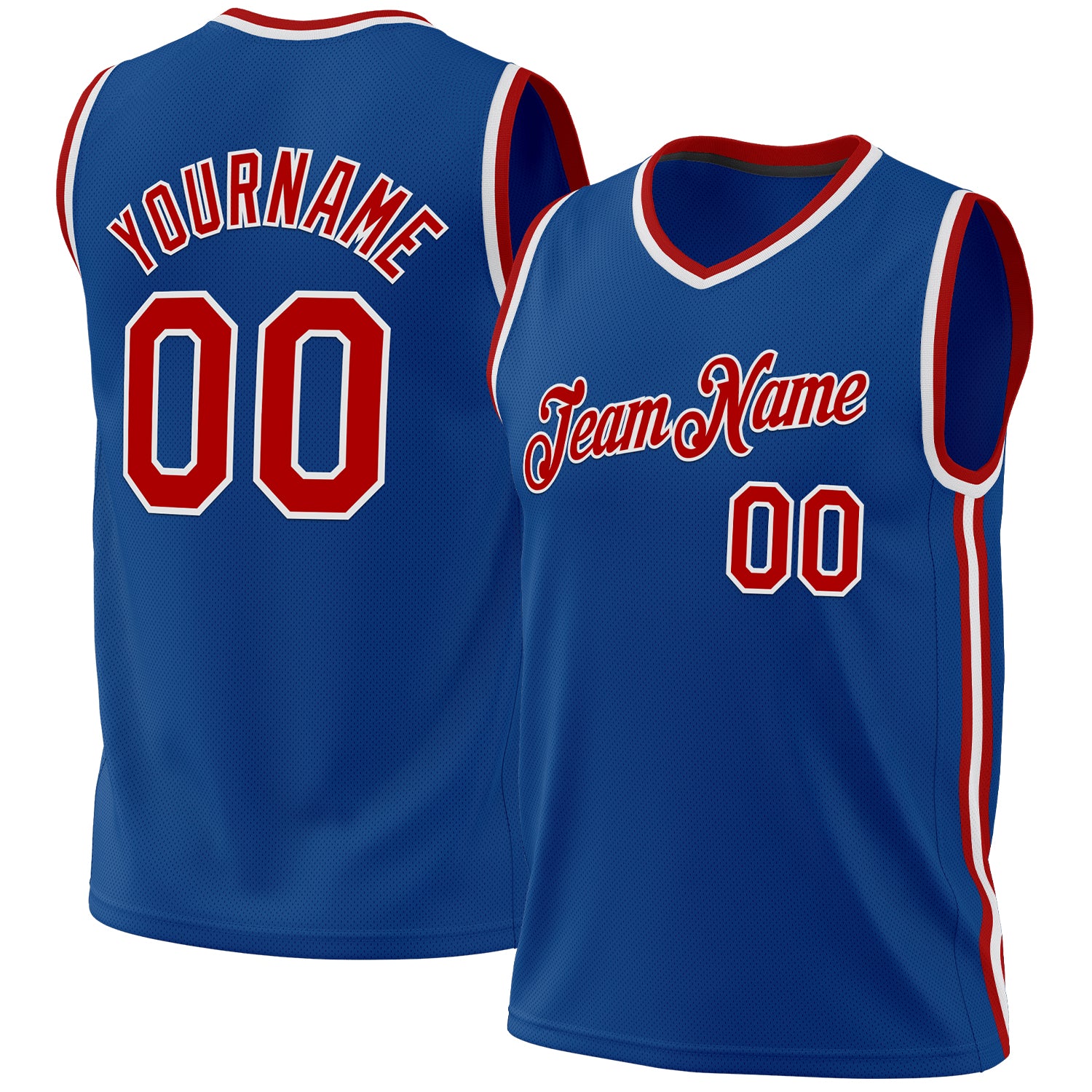 Personalized Authentic Throwback Basketball Jersey - Blue Red White Style Personalized Blue Red-White Authentic Throwback