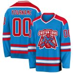 Custom Team Hockey Jersey Personalized with Name and Number - Blue Red White Design Personalized Blue Red-White Hockey Jersey