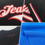 Custom Team Name and Number Authentic Throwback Baseball Jersey - Personalized Blue Red White Mesh Personalized Blue Red-White