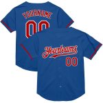 Custom Team Name and Number Authentic Throwback Baseball Jersey - Personalized Blue Red White Mesh Personalized Blue Red-White