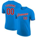 Custom Team Name Number Performance T-Shirt - Personalized Blue Red White Tee Personalized Blue Red-White Performance T-Shirt
