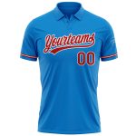 Custom Team Name Number Performance Vapor Golf Polo Shirt Blue Red White Personalized Blue Red-White Performance Vapor Golf