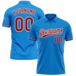 Custom Team Name Number Performance Vapor Golf Polo Shirt Blue Red White Personalized Blue Red-White Performance Vapor Golf