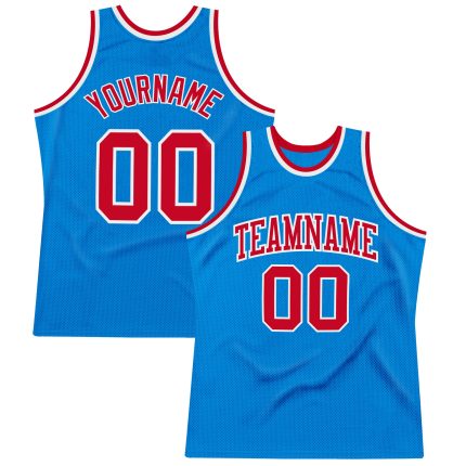 Personalized Throwback Basketball Jersey - Blue Red-White Custom Sports Apparel Personalized Blue Red-White Throwback Basketball