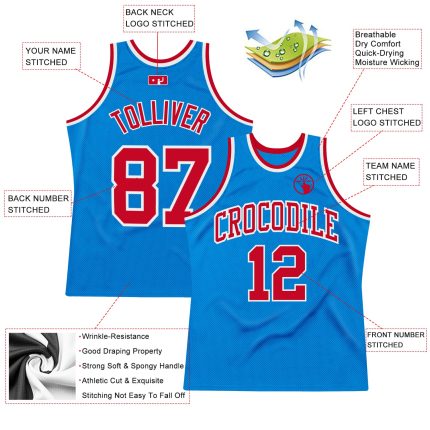 Personalized Throwback Basketball Jersey - Blue Red-White Custom Sports Apparel Personalized Blue Red-White Throwback Basketball