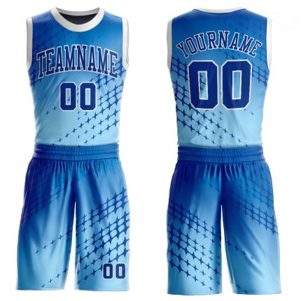 Personalized Royal Blue Light Blue Basketball Jersey Suit Round Neck Sublimation Personalized Blue Royal-Light Blue Round