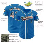 Custom Name and Number Vintage USA Flag Baseball Jersey - Personalized Cream Team Jersey Personalized Blue Vintage USA Flag-Cream